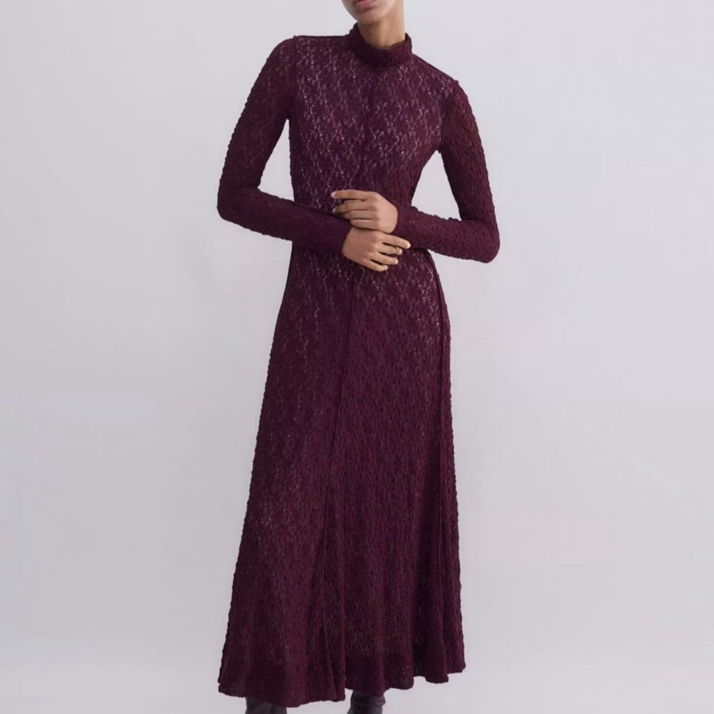 Elegant Burgundy Lace Dress ME & EM